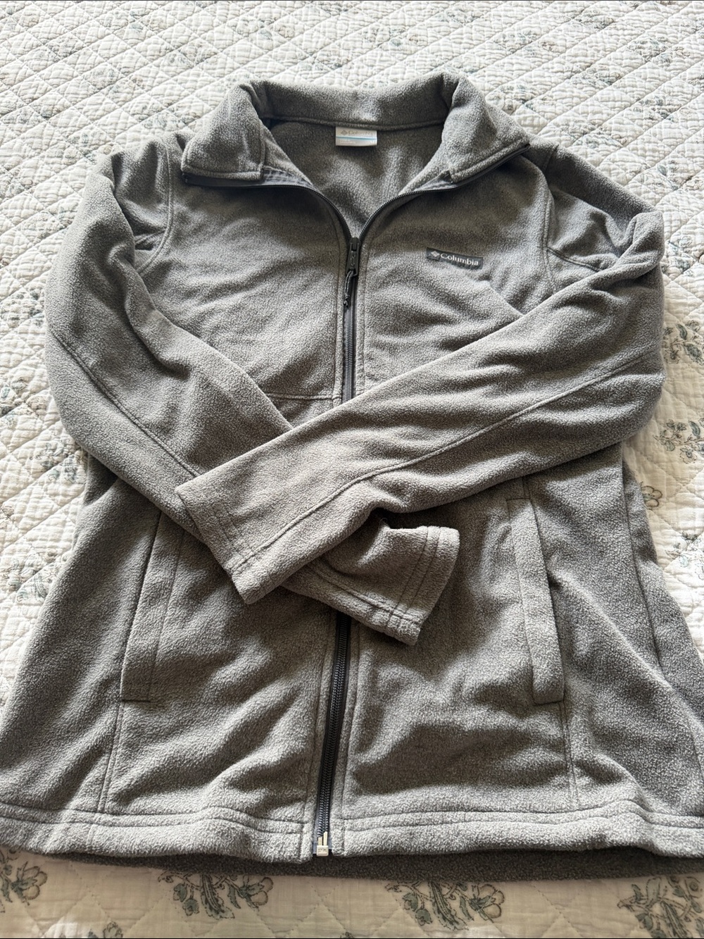 Columbia Gray Full-Zip Teddy Fleece Jacket
